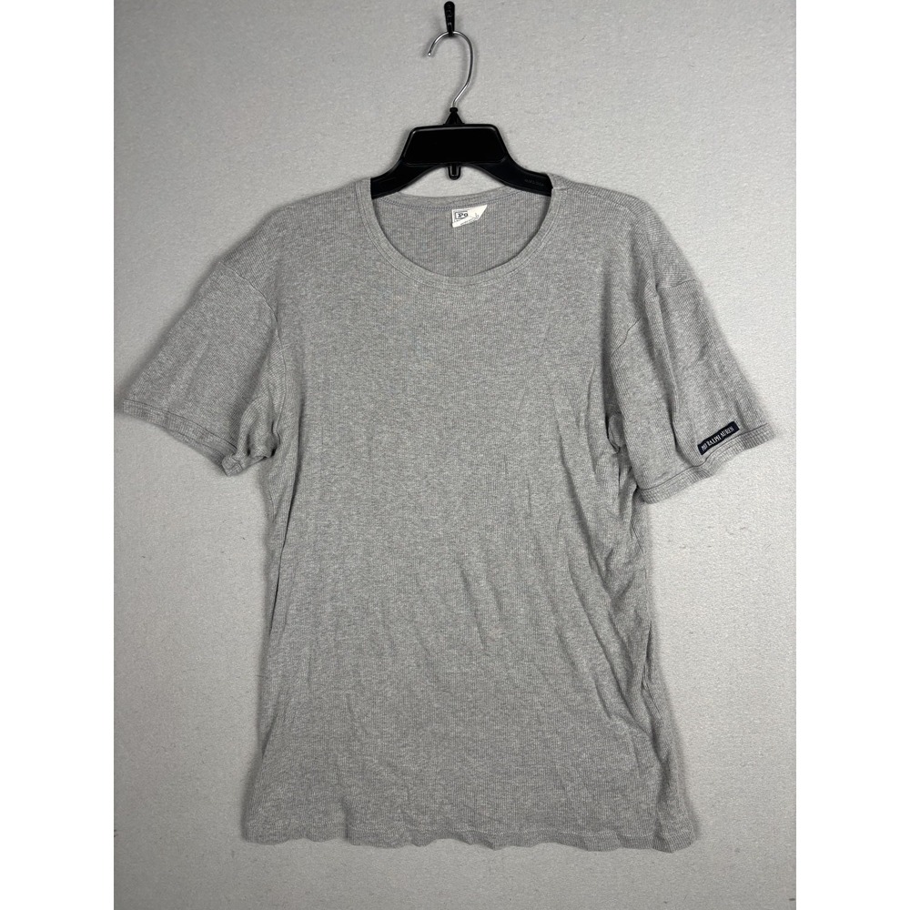 Vintage Polo Ralph Lauren Shirt Mens Large Gray Ribbed Crewneck Cotton Knit Tee